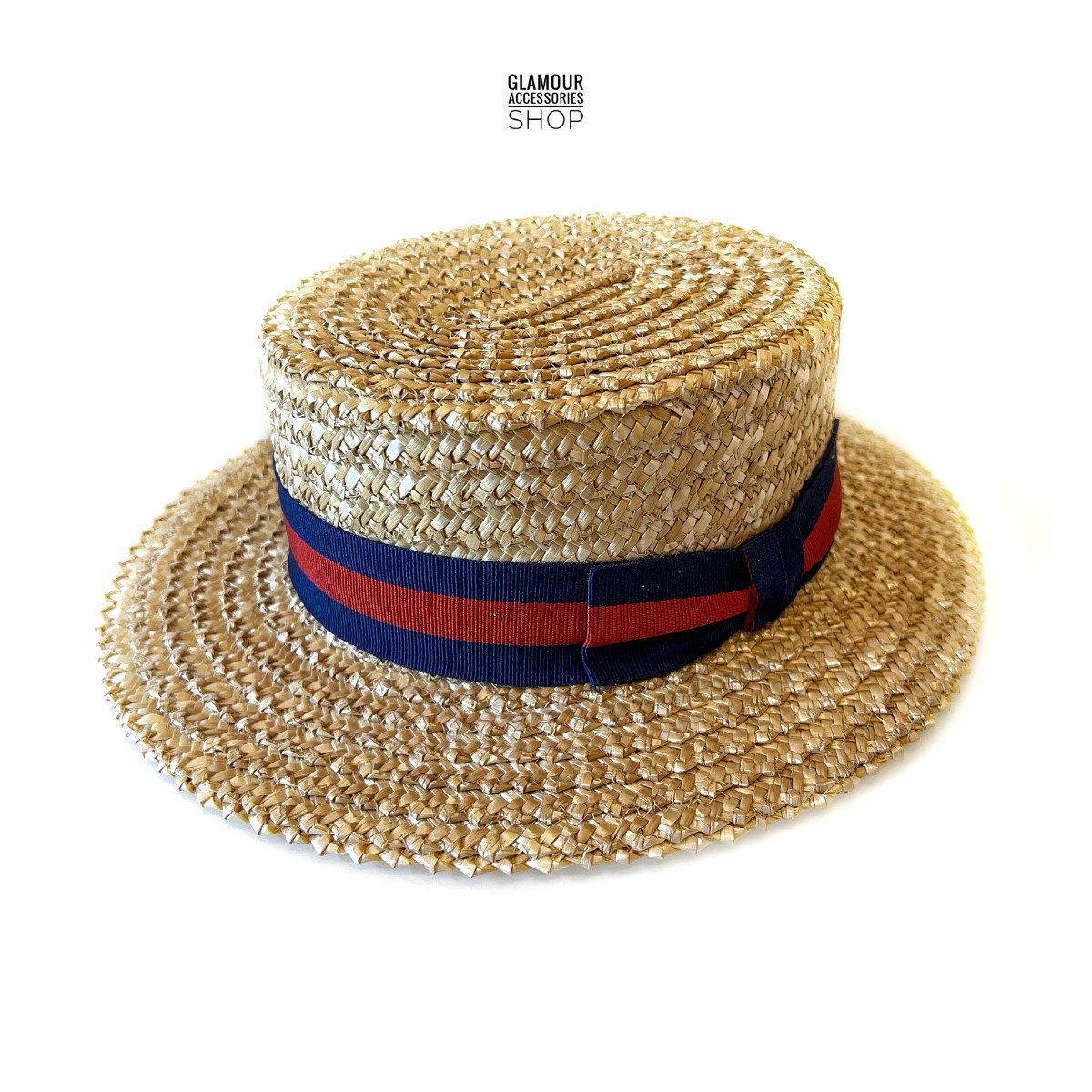 Cappello in paglia di Firenze lavorato a maglina, pieghevole, produzione  italiana