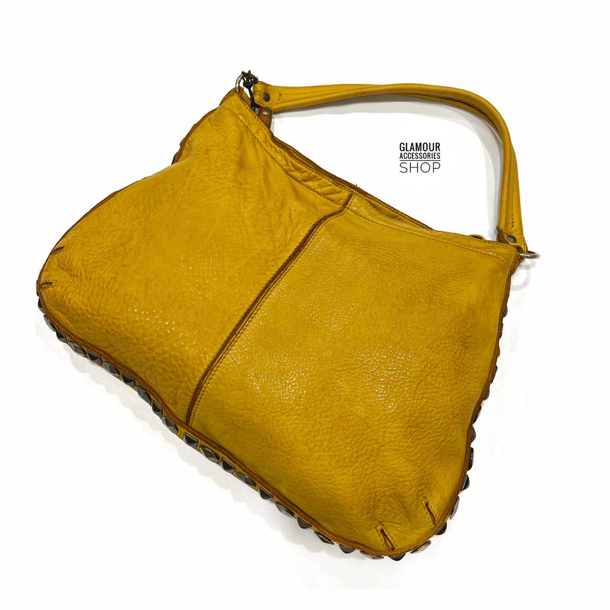 BORSA donna sacca  borchiata vera pelle lavata vintage  MADE IN ITALY artigianale italiana Zuma - immagine 6