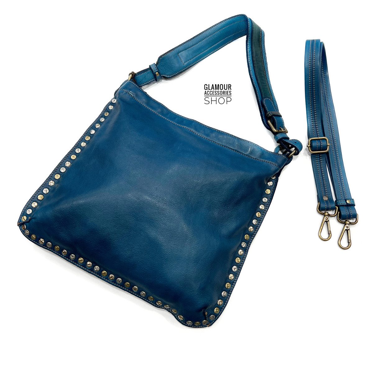 BORSA donna  a spalla MADE IN ITALY vera pelle borchiata Lia - immagine 4